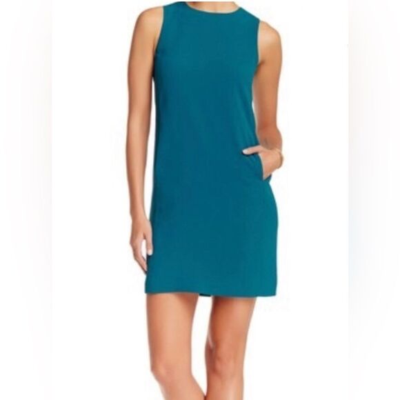 Vince Teal Mini Sheath Dress with Pockets Size 8 - Picture 3 of 7